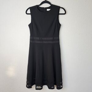 Calvin Klein Black Dress Womens 4 Career Formal Sleeveless A Line‎ Midi Ribbon